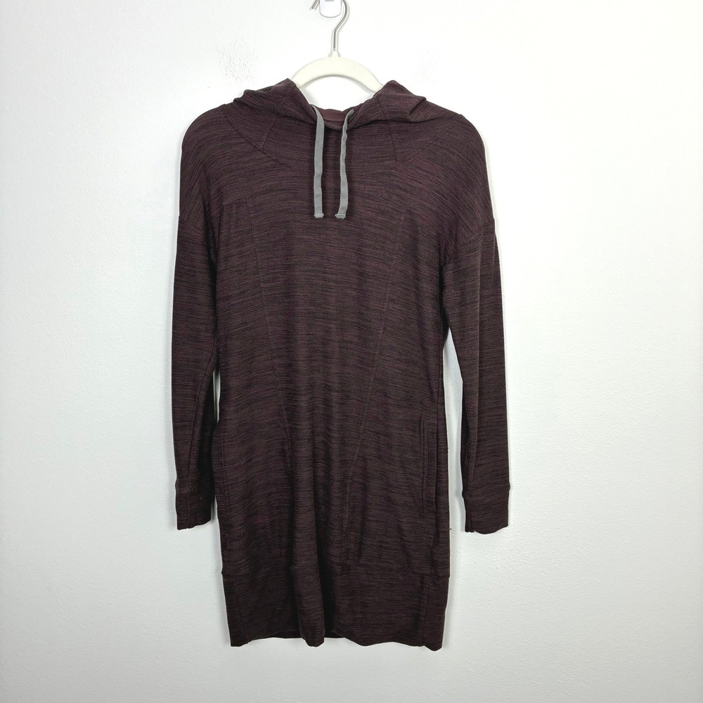 Toad & Co Intermosso Hooded Dress Women's XS Burgundy Jersey Knit Outdoor Cozy